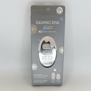 Dashing Diva Glaze LED Gel Nail Strips Winter Wonderland Silver Glitter 32ct NWT